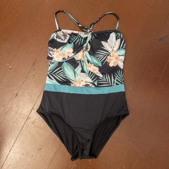 Skye Floral One-Piece Swimsuit Size L Tropical Print Adjustable Straps - Picture 1 of 3